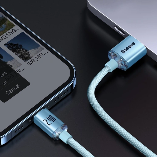 Kup Cablul Baseus Crystal Shine Series USB/Lightning 2,4A 20W 1,2m albastru - BSU3633 - {ean13} - Sklep Home Screen