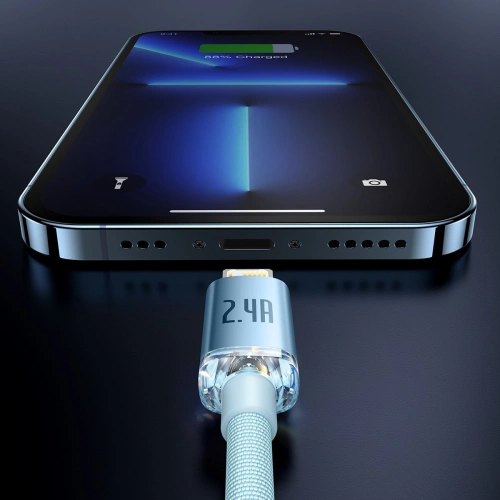 Kup Cablul Baseus Crystal Shine Series USB/Lightning 2,4A 20W 1,2m albastru - BSU3633 - {ean13} - Sklep Home Screen