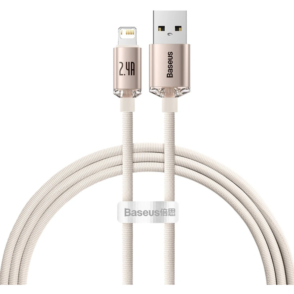 Kabel Baseus Crystal Shine Series USB/Lightning 2,4A 20W 1,2m różowy
