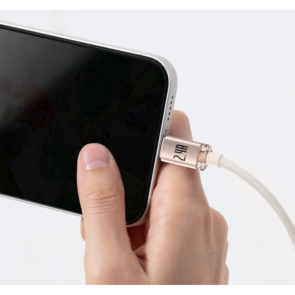 Kabel Baseus Crystal Shine Series USB/Lightning 2,4A 20W 1,2m różowy