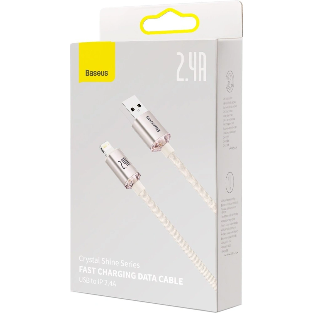 Kabel Baseus Crystal Shine Series USB/Lightning 2,4A 20W 2m różowy
