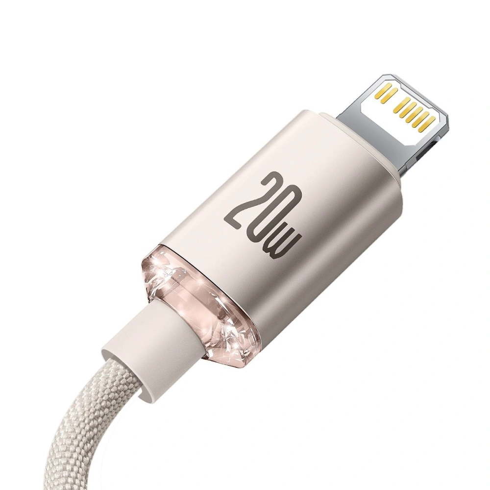 Kabel Baseus Crystal Shine Series USB-C/Lightning Power Delivery 20W 1,2m różowy