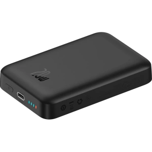 Powerbank Baseus Magnetic Mini 10000mAh 20W czarny + kabel USB-C/USB-C 60W (20V/3A) 0,5m czarny