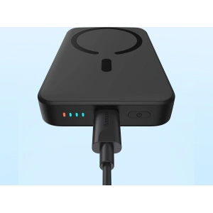 Powerbank Baseus Magnetic Mini 10000mAh 20W czarny + kabel USB-C/USB-C 60W (20V/3A) 0,5m czarny