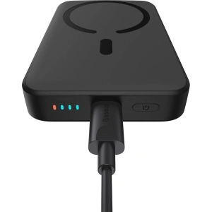 Powerbank Baseus Magnetic Mini 10000mAh 20W czarny + kabel USB-C/USB-C 60W (20V/3A) 0,5m czarny