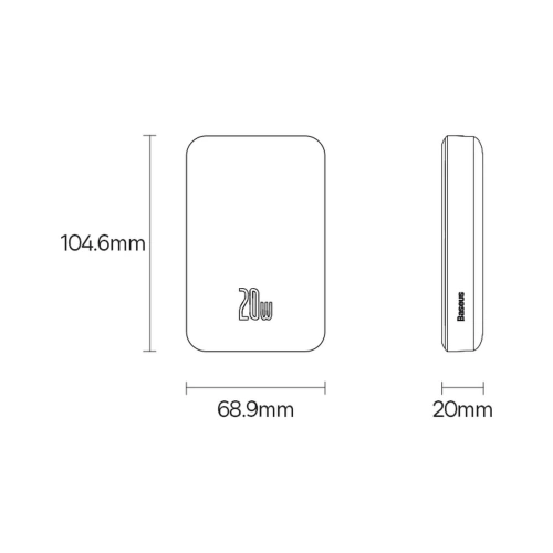 Kup Powerbank Baseus Magnetic Mini 10000mAh 20W černý + kabel USB-C/USB-C 60W (20V/3A) 0,5m černý - BSU3646 - {ean13} - Sklep Home Screen