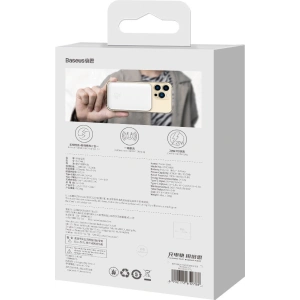 Powerbank Baseus Magnetic Mini 10000mAh 20W biały + kabel USB-C/USB-C 60W (20V/3A) 0,5m biały