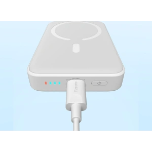 Powerbank Baseus Magnetic Mini 10000mAh 20W biały + kabel USB-C/USB-C 60W (20V/3A) 0,5m biały
