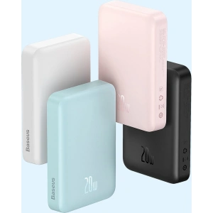 Powerbank Baseus Magnetic Mini 10000mAh 20W biały + kabel USB-C/USB-C 60W (20V/3A) 0,5m biały