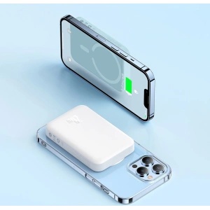 Powerbank Baseus Magnetic Mini 10000mAh 20W biały + kabel USB-C/USB-C 60W (20V/3A) 0,5m biały