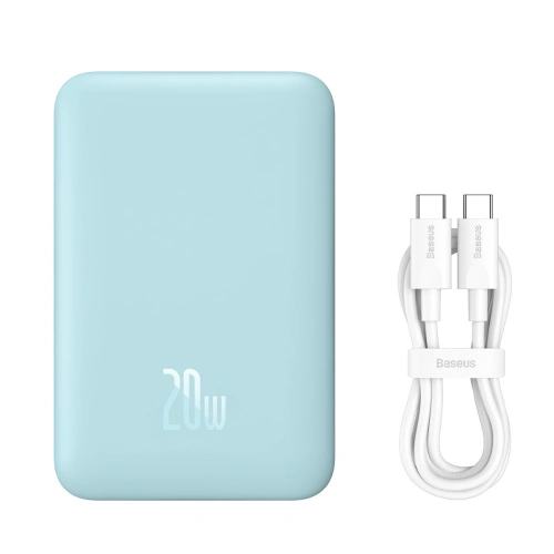 Kup Powerbank Baseus Magnetic Mini 10000mAh 20W albastru + cablu USB-C/USB-C 60W (20V/3A) 0,5m alb - BSU3648 - {ean13} - Sklep Home Screen