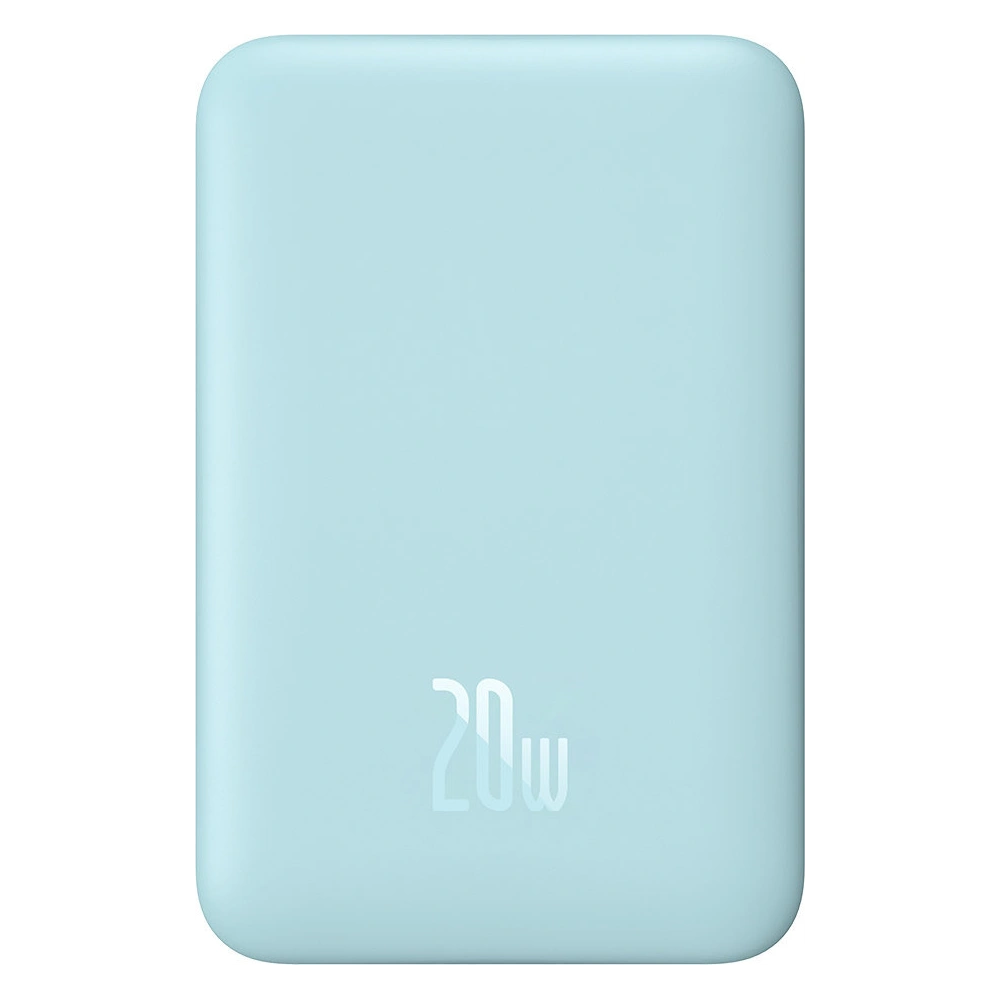 Powerbank Baseus Magnetic Mini 10000mAh 20W niebieski + kabel USB-C/USB-C 60W (20V/3A) 0,5m biały