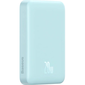 Powerbank Baseus Magnetic Mini 10000mAh 20W niebieski + kabel USB-C/USB-C 60W (20V/3A) 0,5m biały