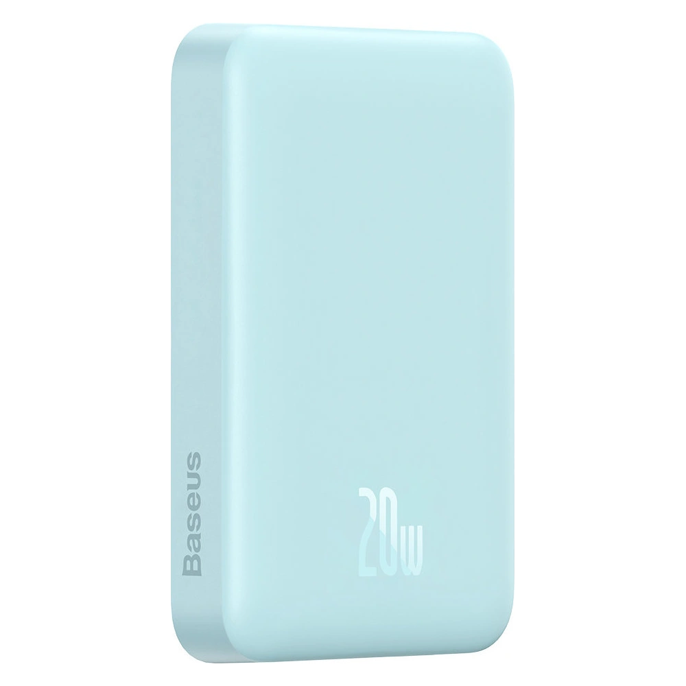 Powerbank Baseus Magnetic Mini 10000mAh 20W niebieski + kabel USB-C/USB-C 60W (20V/3A) 0,5m biały