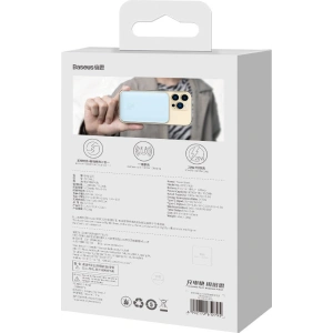 Powerbank Baseus Magnetic Mini 10000mAh 20W niebieski + kabel USB-C/USB-C 60W (20V/3A) 0,5m biały