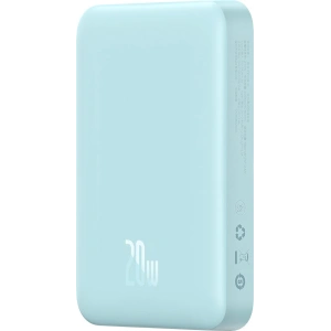 Powerbank Baseus Magnetic Mini 10000mAh 20W niebieski + kabel USB-C/USB-C 60W (20V/3A) 0,5m biały