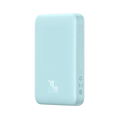 Kup Powerbank Baseus Magnetic Mini 10000mAh 20W kék + USB-C/USB-C 60W (20V/3A) 0,5m fehér kábellel - BSU3648 - {ean13} - Sklep Home Screen