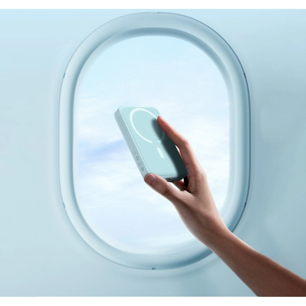 Powerbank Baseus Magnetic Mini 10000mAh 20W niebieski + kabel USB-C/USB-C 60W (20V/3A) 0,5m biały