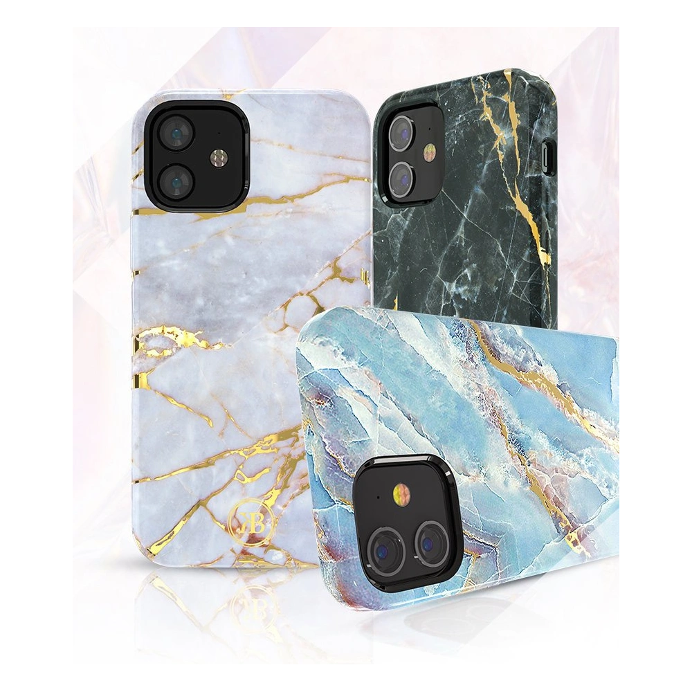 Etui Kingxbar Marble Apple iPhone 12 mini białobłękitny