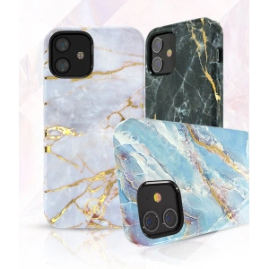 Etui Kingxbar Marble Apple iPhone 12 mini niebieski