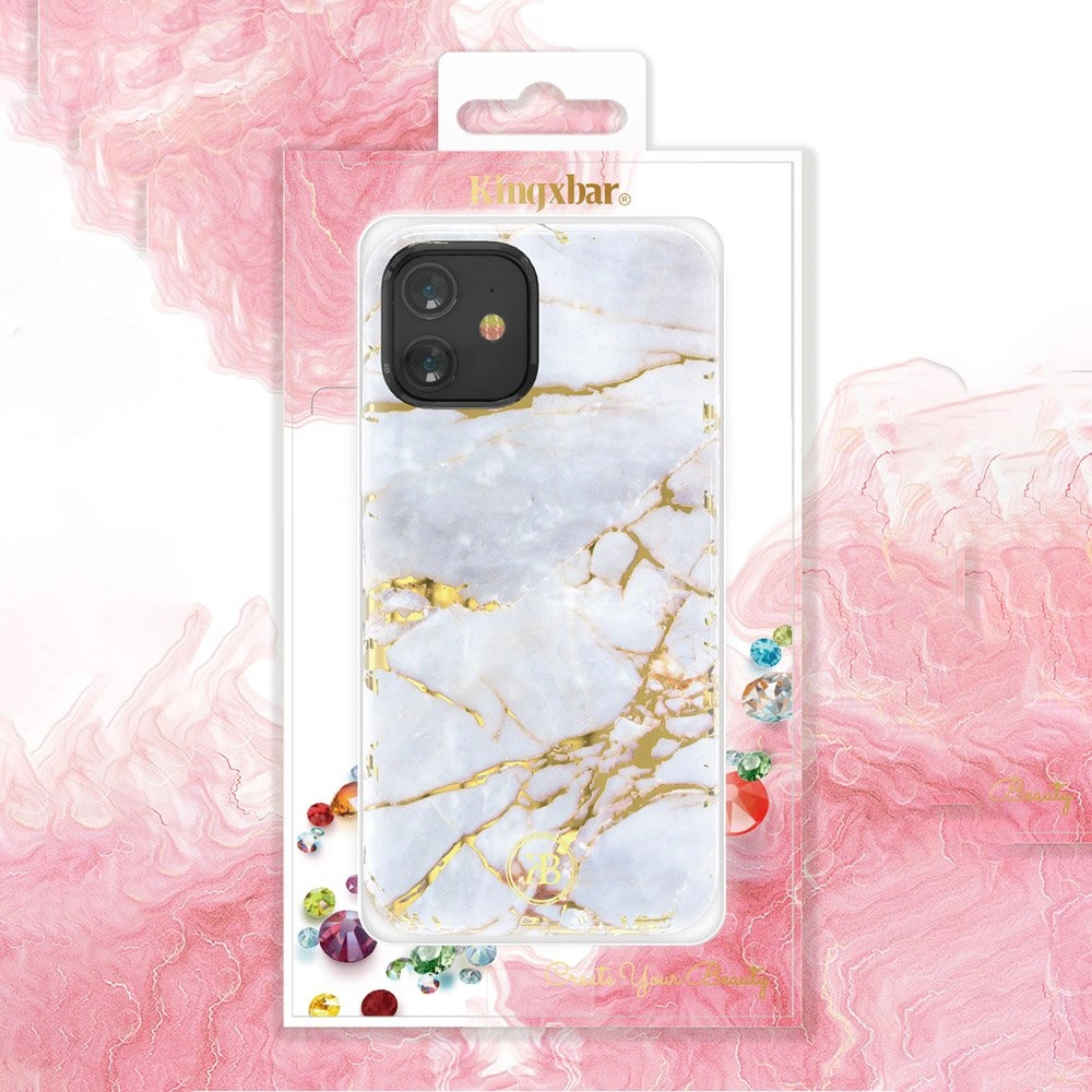Etui Kingxbar Marble Apple iPhone 12 Pro Max białobłękitny