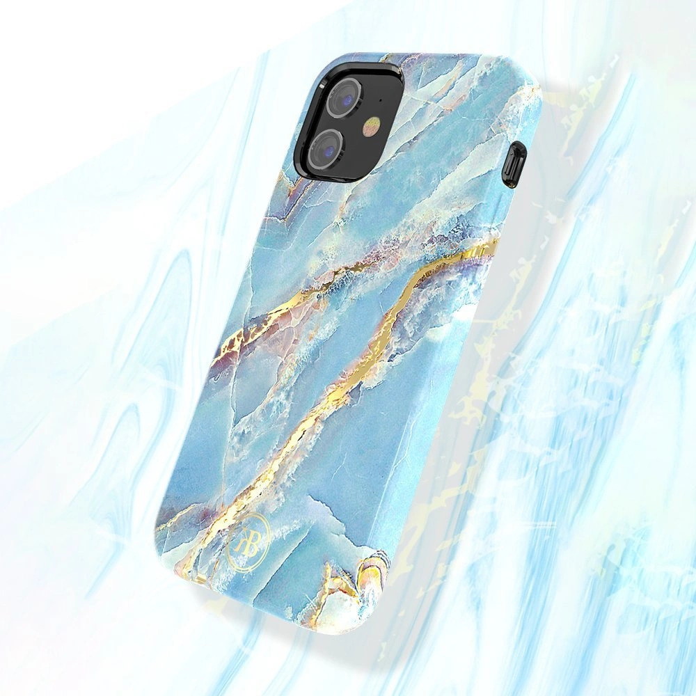Etui Kingxbar Marble Apple iPhone 12 Pro Max niebieski
