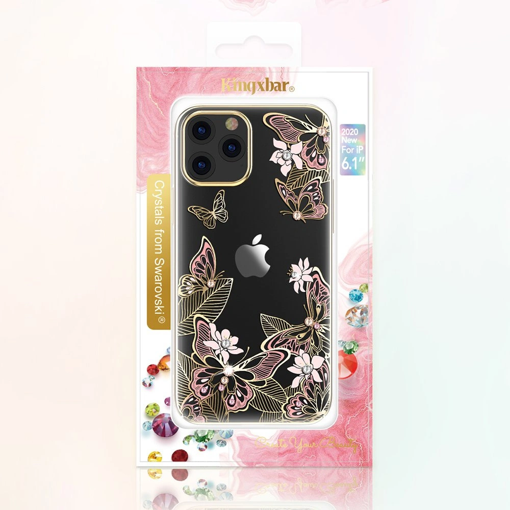 Etui Kingxbar Butterfly Swarovski Apple iPhone 12 mini niebieski