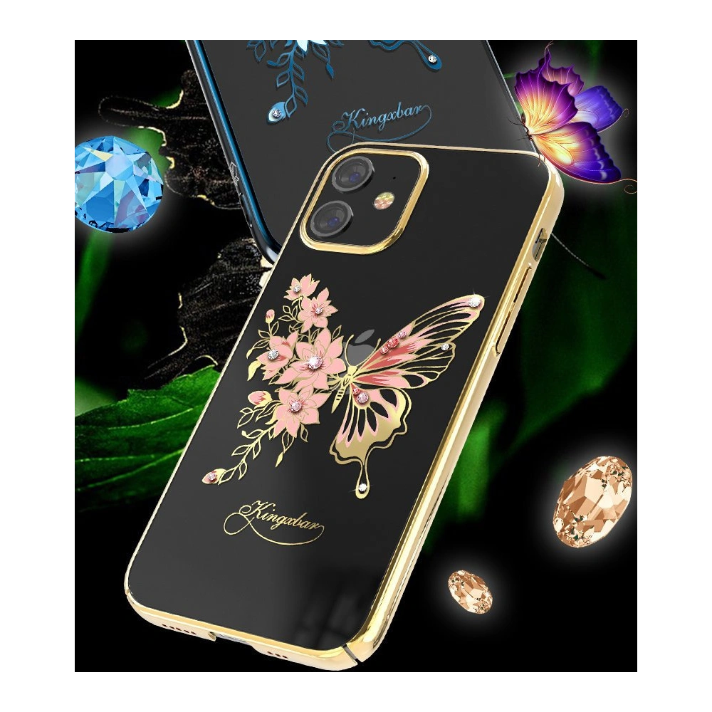Etui Kingxbar Butterfly Swarovski Apple iPhone 12 mini niebieski