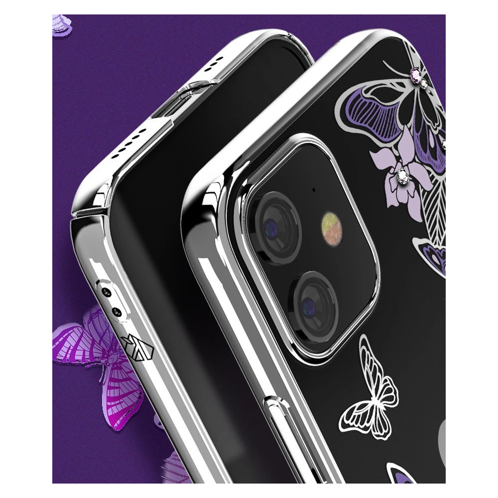 Etui Kingxbar Butterfly Swarovski Apple iPhone 12 mini niebieski