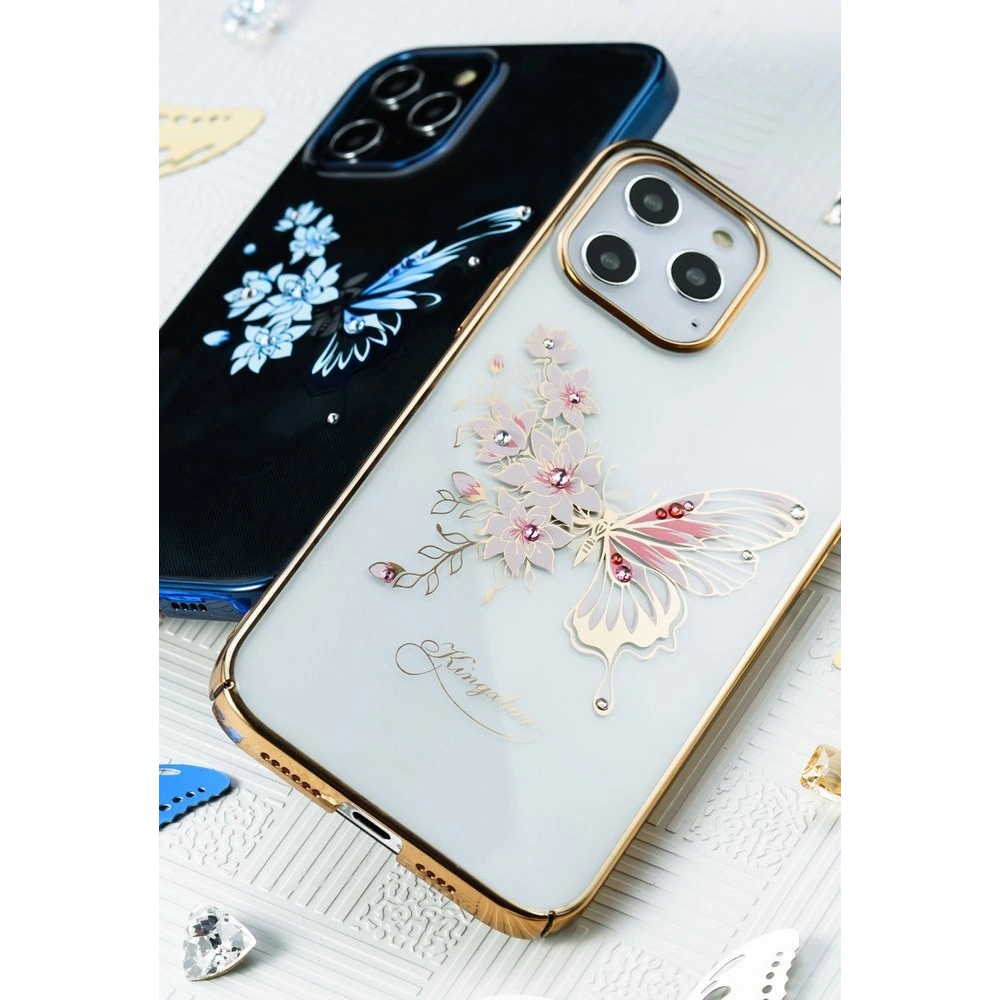 Etui Kingxbar Butterfly Swarovski Apple iPhone 12 mini niebieski