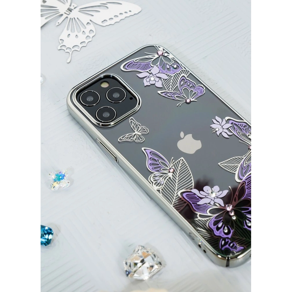 Etui Kingxbar Butterfly Swarovski Apple iPhone 12 mini niebieski