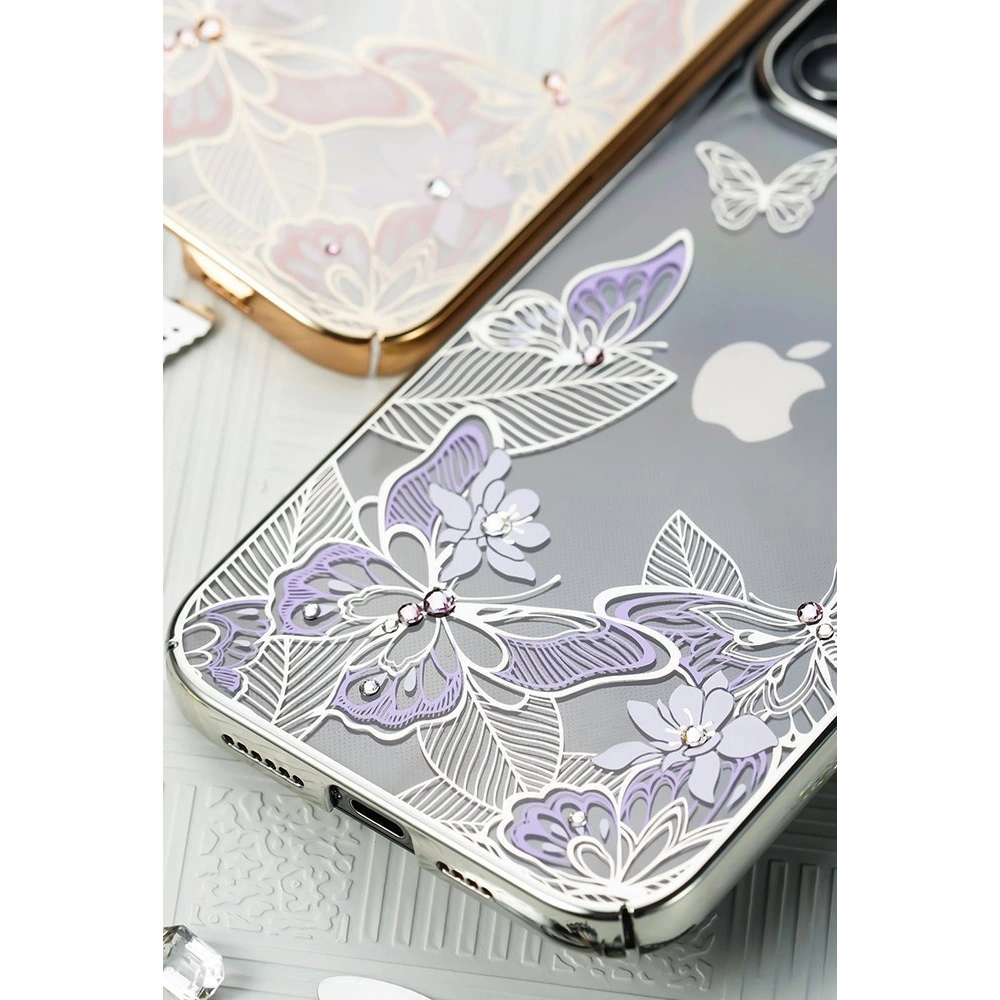 Etui Kingxbar Butterfly Swarovski Apple iPhone 12 mini niebieski