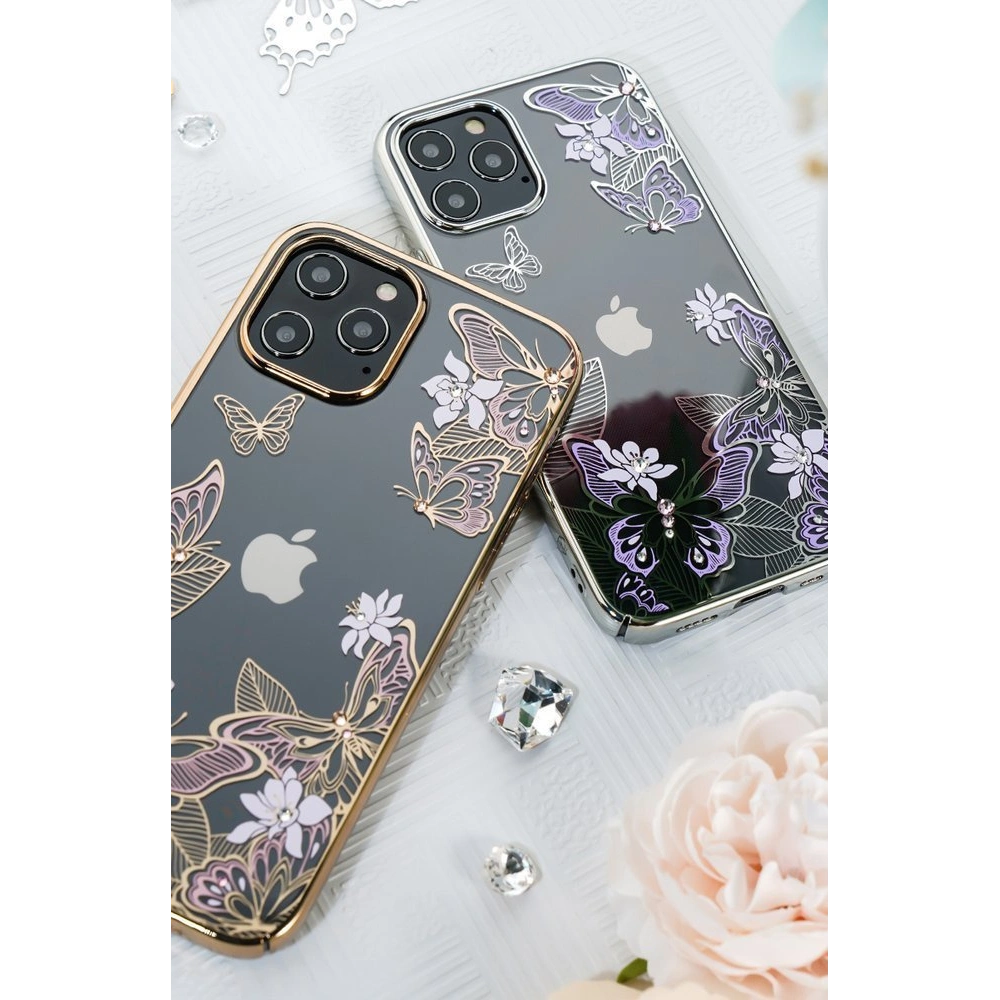 Etui Kingxbar Butterfly Swarovski Apple iPhone 12 mini niebieski