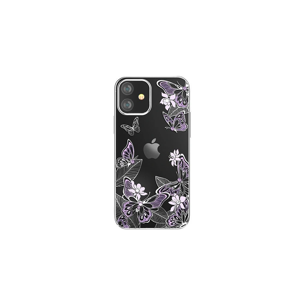 Etui Kingxbar Butterfly Swarovski Apple iPhone 12 mini fioletowy