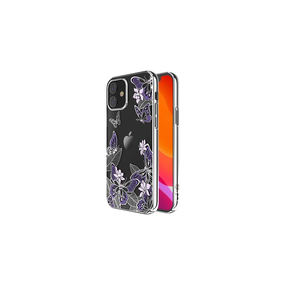 Etui Kingxbar Butterfly Swarovski Apple iPhone 12 mini fioletowy