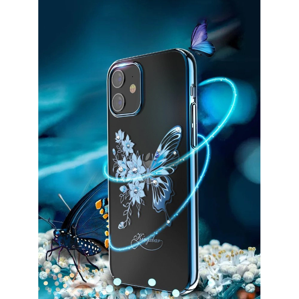 Etui Kingxbar Butterfly Swarovski Apple iPhone 12 mini fioletowy