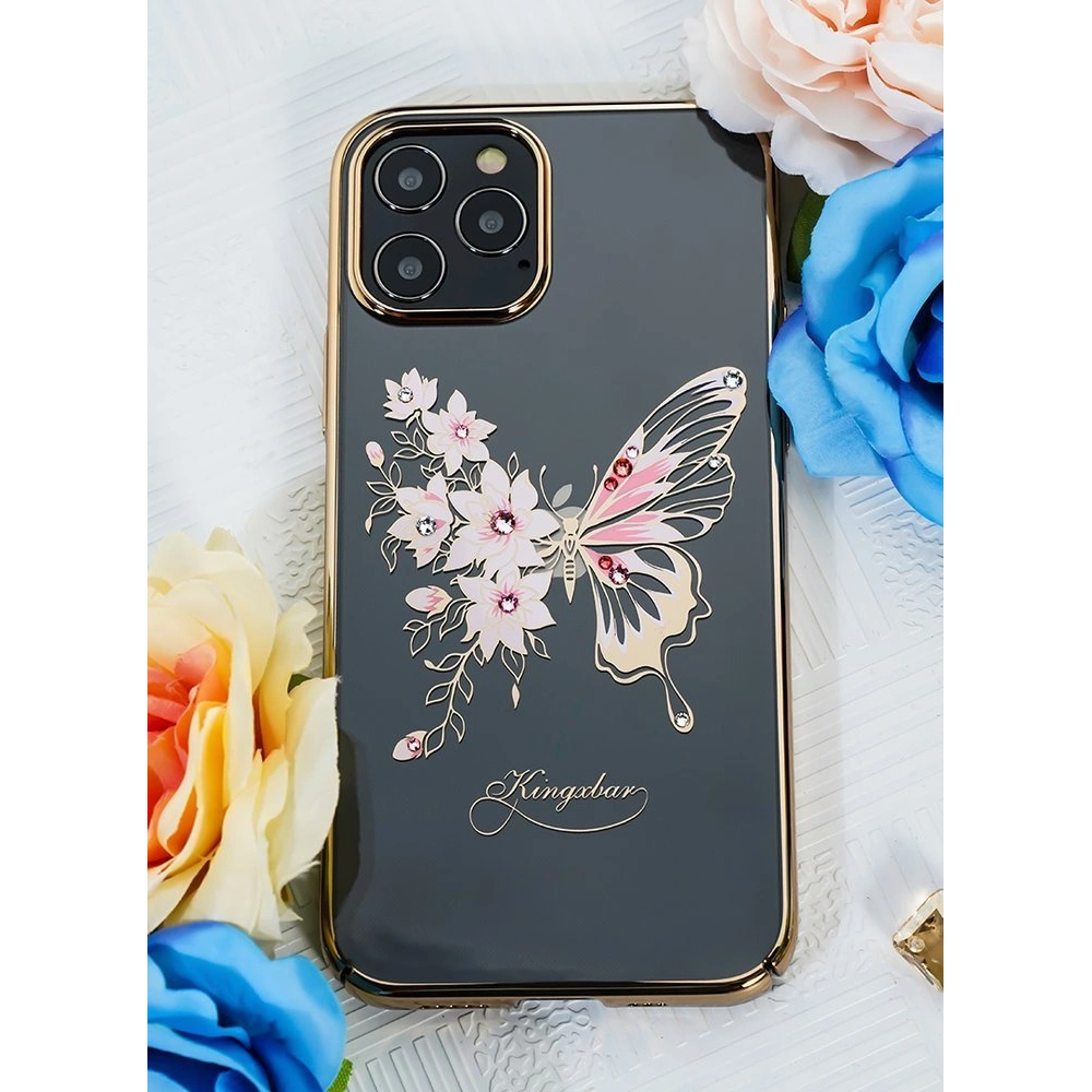 Etui Kingxbar Butterfly Swarovski Apple iPhone 12 mini fioletowy