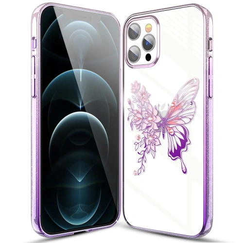 Kup Etui Kingxbar Butterfly Swarovski Apple iPhone 12 Pro Max rózsaszín - KGX284 - {ean13} - Sklep Home Screen