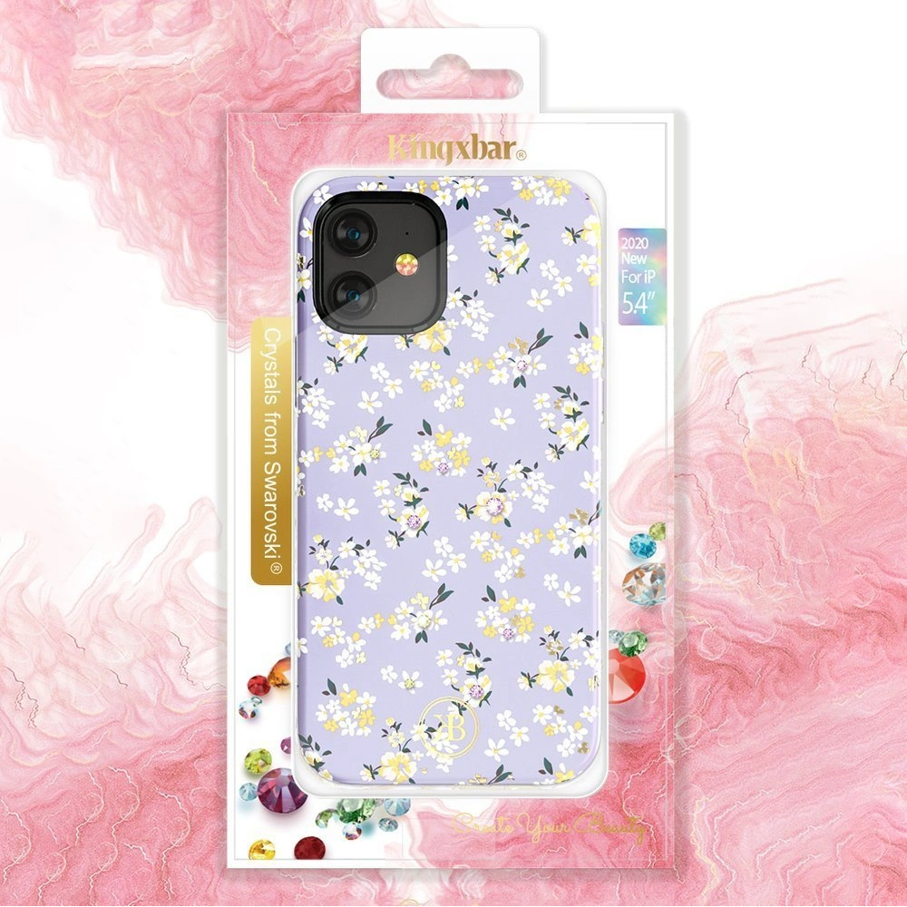 Etui Kingxbar Blossom Swarovski Apple iPhone 12 Pro Max wielokolorowy (Gardenia)
