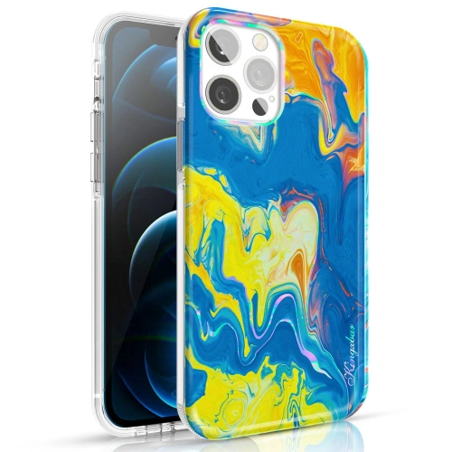 Kup Etui Kingxbar Vízfesték Apple iPhone 12 Pro Max sárgakék - KGX292 - {ean13} - Sklep Home Screen
