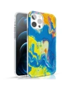 Etui Kingxbar Watercolour Apple iPhone 12 Pro Max galben-albastru