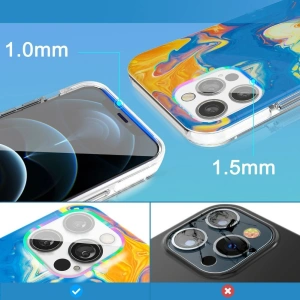 Etui Kingxbar Akvarel Apple iPhone 12 Pro Max žluto-modrý