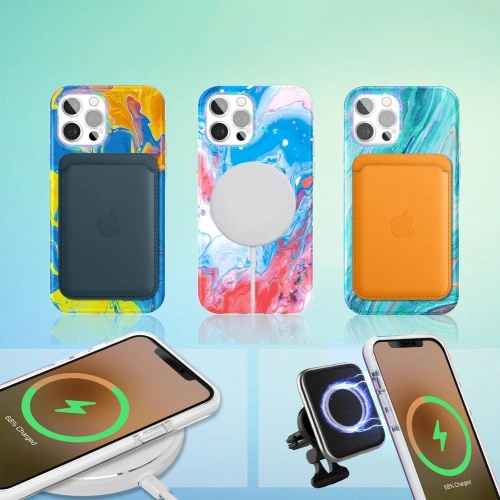 Kup Etui Kingxbar Watercolour Apple iPhone 12 Pro Max roz-verde - KGX294 - {ean13} - Sklep Home Screen