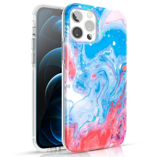 Kup Etui Kingxbar Akvarelový Apple iPhone 12 Pro Max modro-růžový - KGX296 - {ean13} - Sklep Home Screen