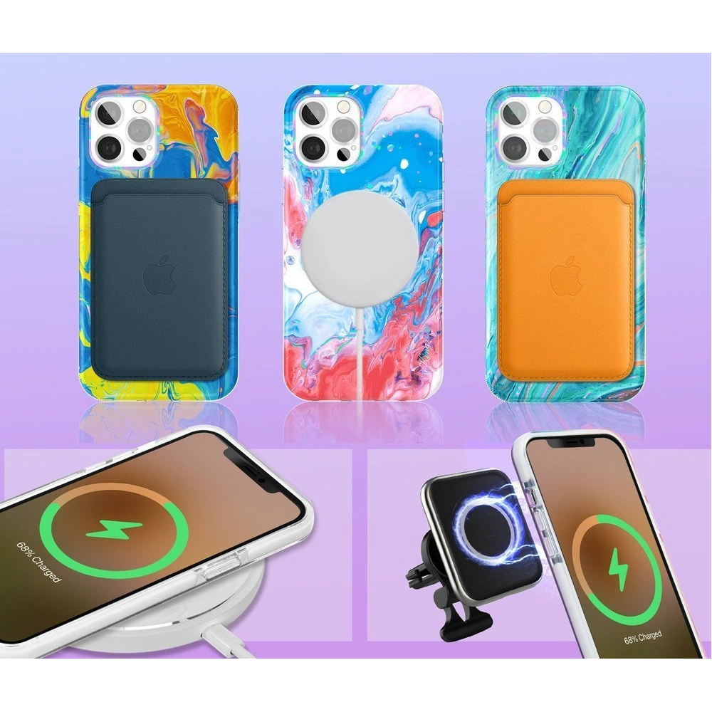 Etui Kingxbar Watercolour Apple iPhone 12 Pro Max niebieskoróżowy