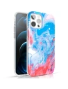 Etui Kingxbar Akvarell Apple iPhone 12/12 Pro kék-rózsaszín