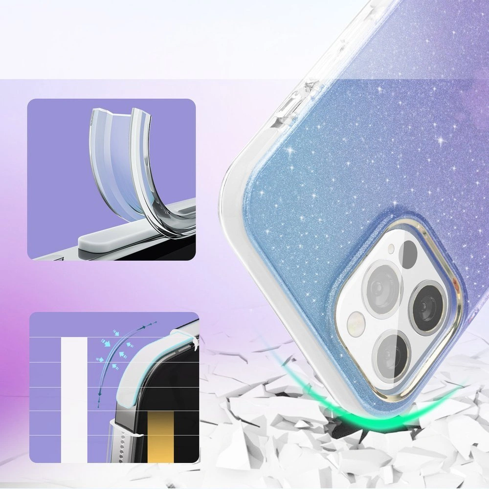 Etui Kingxbar Ombre Apple iPhone 12/12 Pro niebieskofioletowy