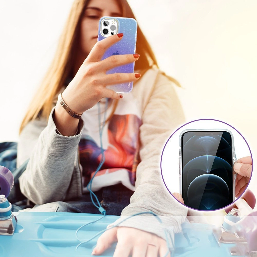 Etui Kingxbar Ombre Apple iPhone 12/12 Pro niebieskofioletowy