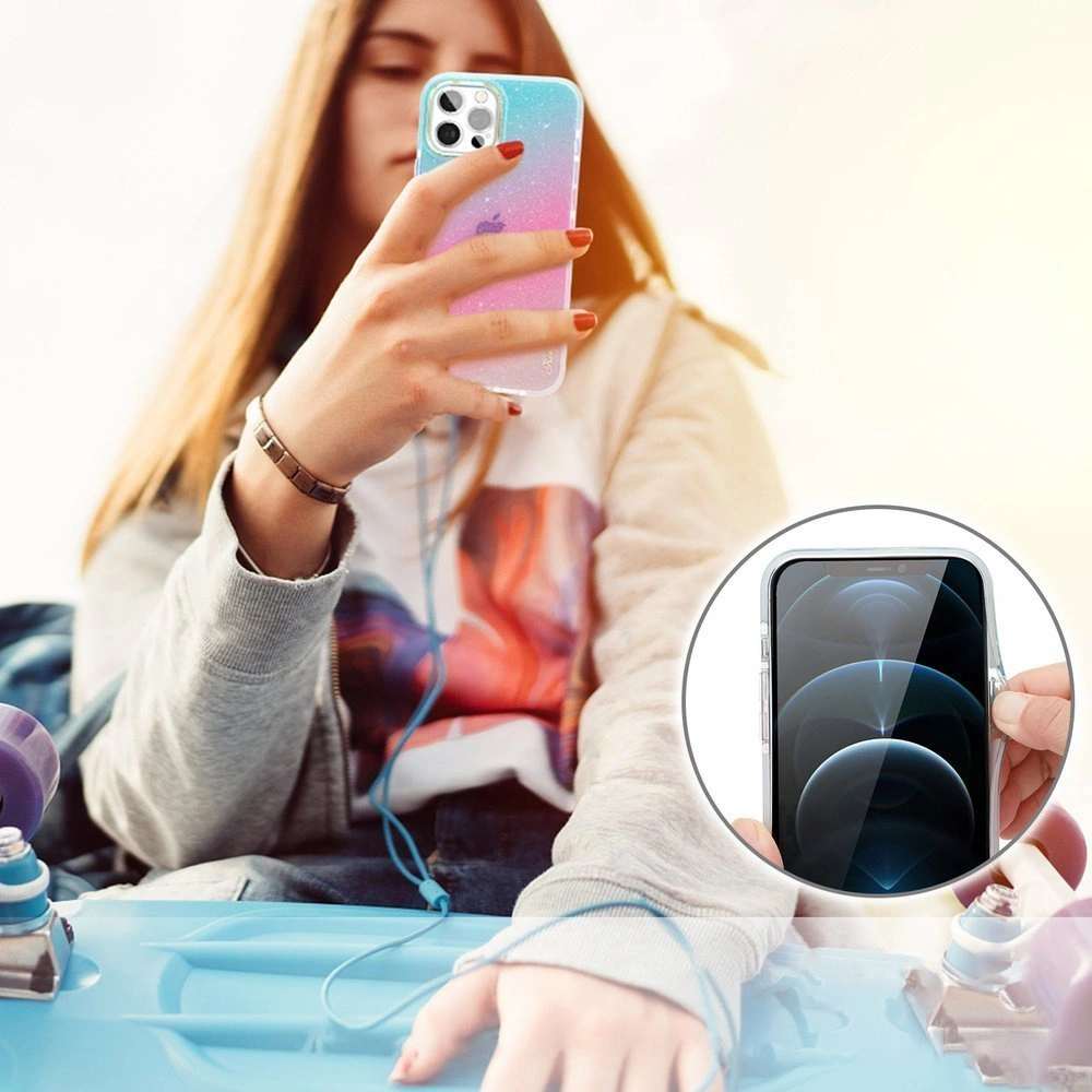 Etui Kingxbar Ombre Apple iPhone 12 Pro Max niebieskoróżowy