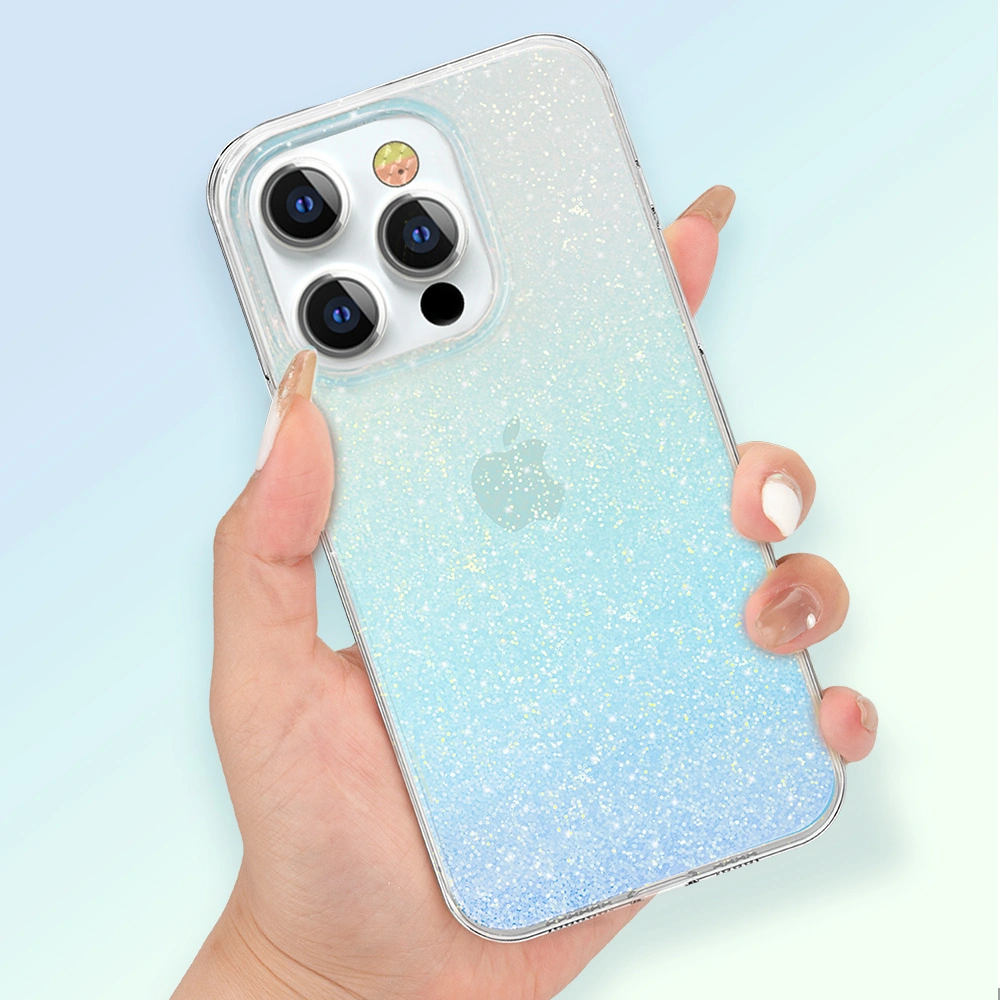 Etui Kingxbar Streamer Apple iPhone 13 Pro niebieski (Glitter)